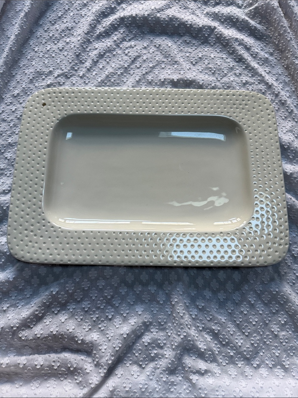 Nora Fleming Rectangular Plate Swiss dot pattern retired